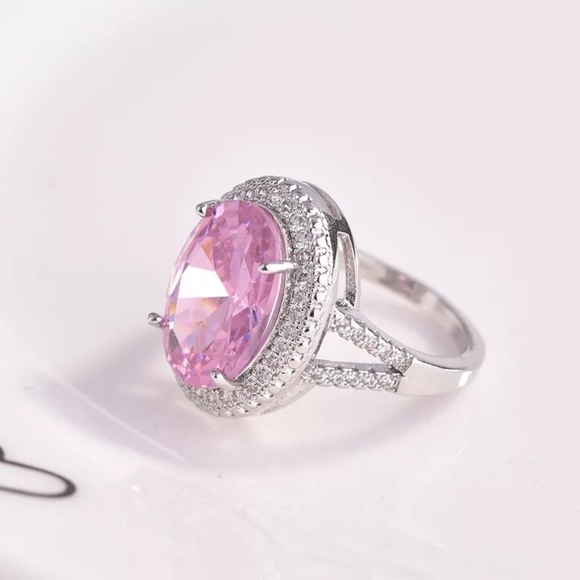 NEW Silver Romantic Pink Diamond Ring - Picture 3 of 6